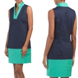 Sail to Sable Navy Turquoise Block Mini Dress M